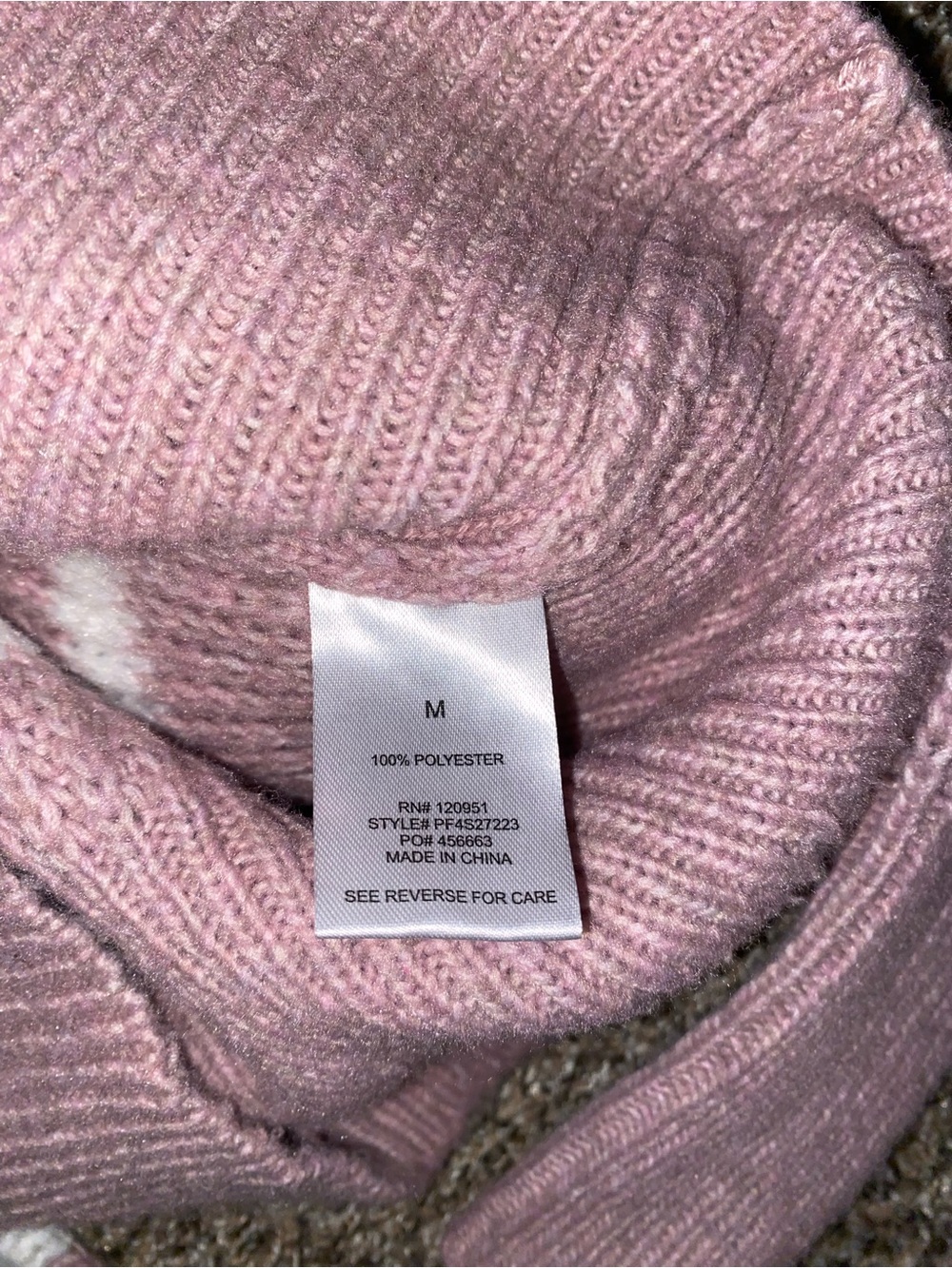 Pink Rose Striped Half-Zip Cowl Sweater in Dusty Pink & Cream - Picture 4 of 4